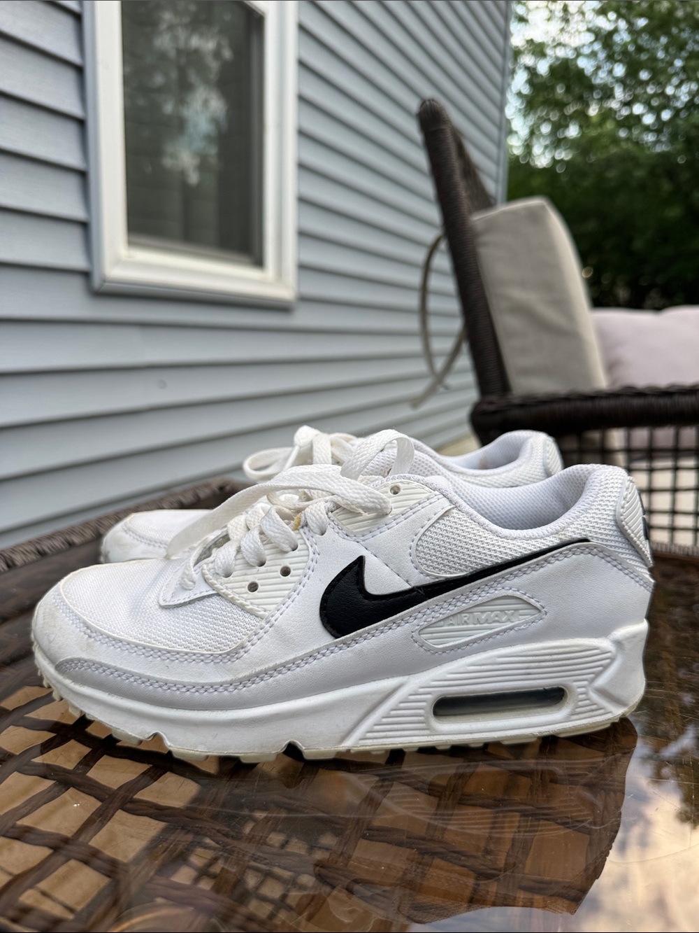 Nike Kids White and Black Air Max Style Sneakers